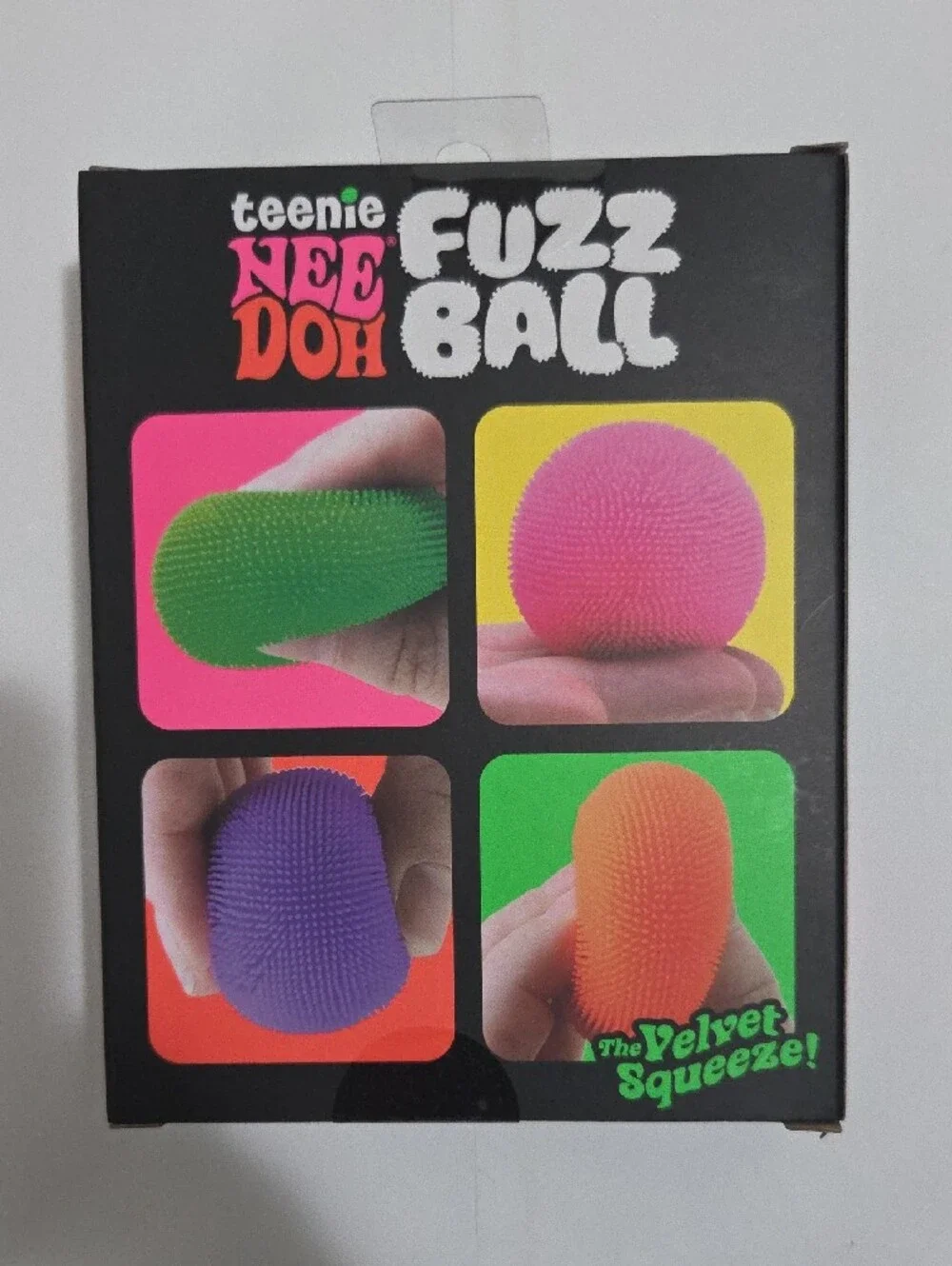 Needoh Teenie Fuzz Ball 4-Pack - Green, Pink, Purple, Orange-Authentic